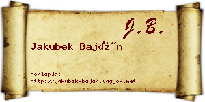 Jakubek Baján névjegykártya
